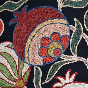 Fine Embroidered Suzani Cushion - Pomegranate Design - Image 3